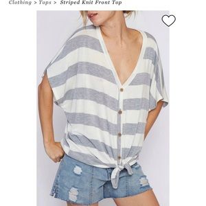 White & grey striped tie shirt